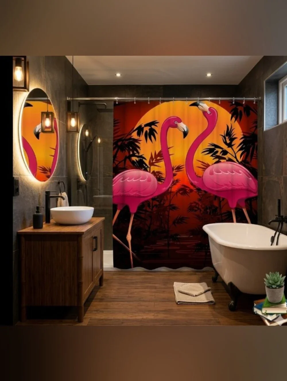 Pink Flamingo Shower Curtain - Vibrant Tropical Print